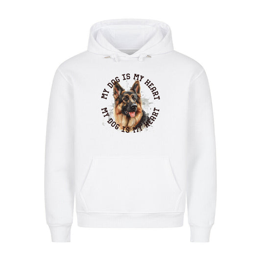 Premium Hoodie "Deutscher Schäferhund HEART 2" Weiß – hunde-shirt.de