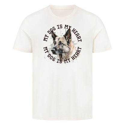 Premium T-Shirt "Deutscher Schäferhund hell HEART" Natural Raw – hunde-shirt.de