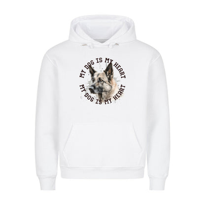 Premium Hoodie "Deutscher Schäferhund hell HEART" Weiß – hunde-shirt.de
