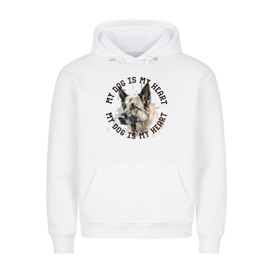 Premium Hoodie "Deutscher Schäferhund hell HEART" Weiß – hunde-shirt.de