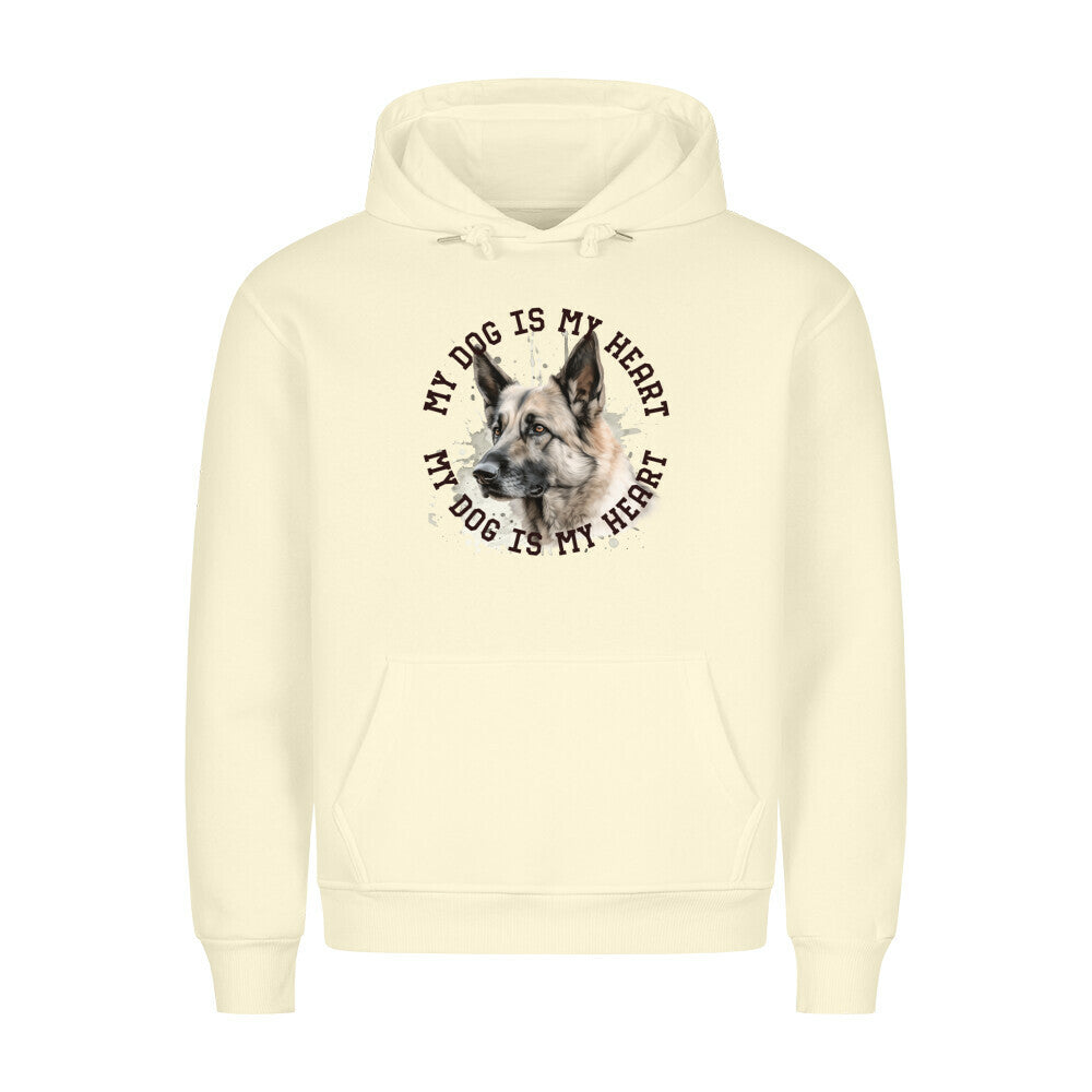 Premium Hoodie "Deutscher Schäferhund hell HEART" Beige – hunde-shirt.de