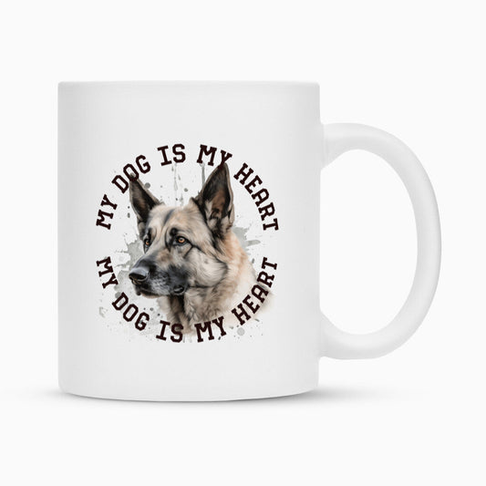 Tasse "Deutscher Schäferhund hell HEART" Weiß – hunde-shirt.de