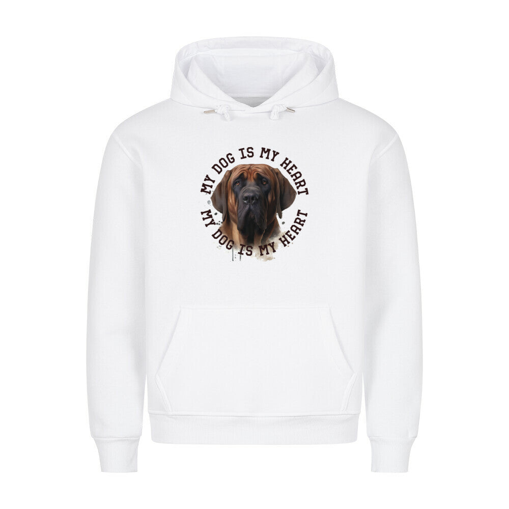 Premium Hoodie "Fila Brasileiro HEART" Weiß – hunde-shirt.de