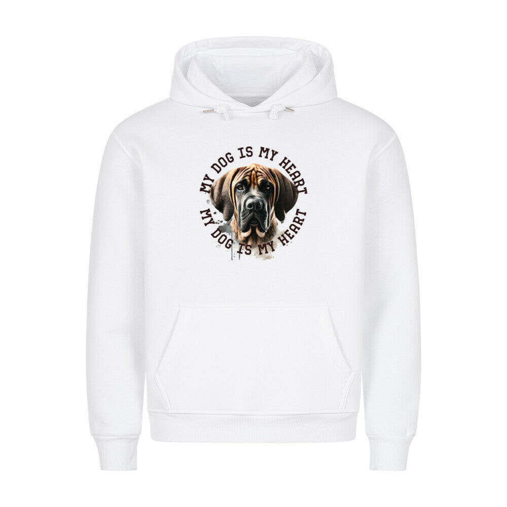 Premium Hoodie "Fila Brasileiro HEART 2" Weiß – hunde-shirt.de