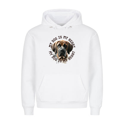 Premium Hoodie "Fila Brasileiro HEART 2" Weiß – hunde-shirt.de