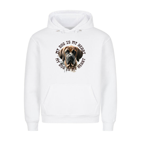 Premium Hoodie "Fila Brasileiro HEART 2" Weiß – hunde-shirt.de