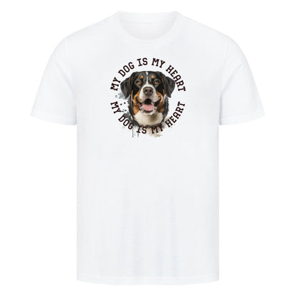 Premium T-Shirt "Appenzeller Sennenhund HEART" Weiß – hunde-shirt.de