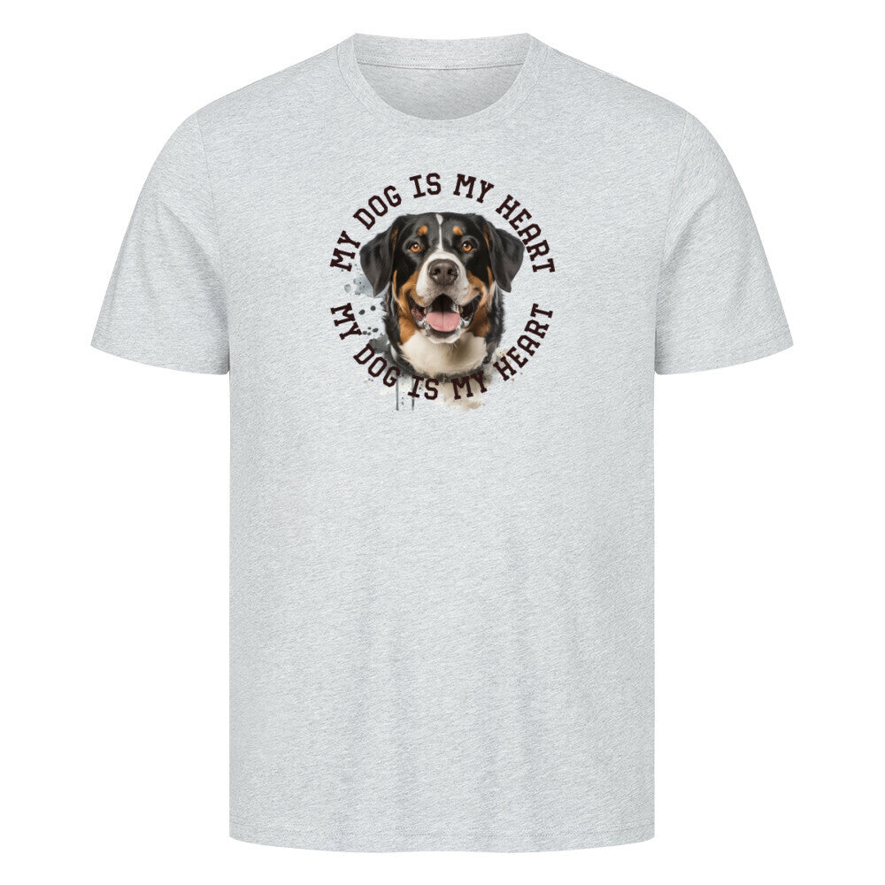 Premium T-Shirt "Appenzeller Sennenhund HEART" Heather Grey – hunde-shirt.de