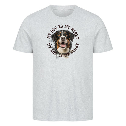 Premium T-Shirt "Appenzeller Sennenhund HEART" Heather Grey – hunde-shirt.de