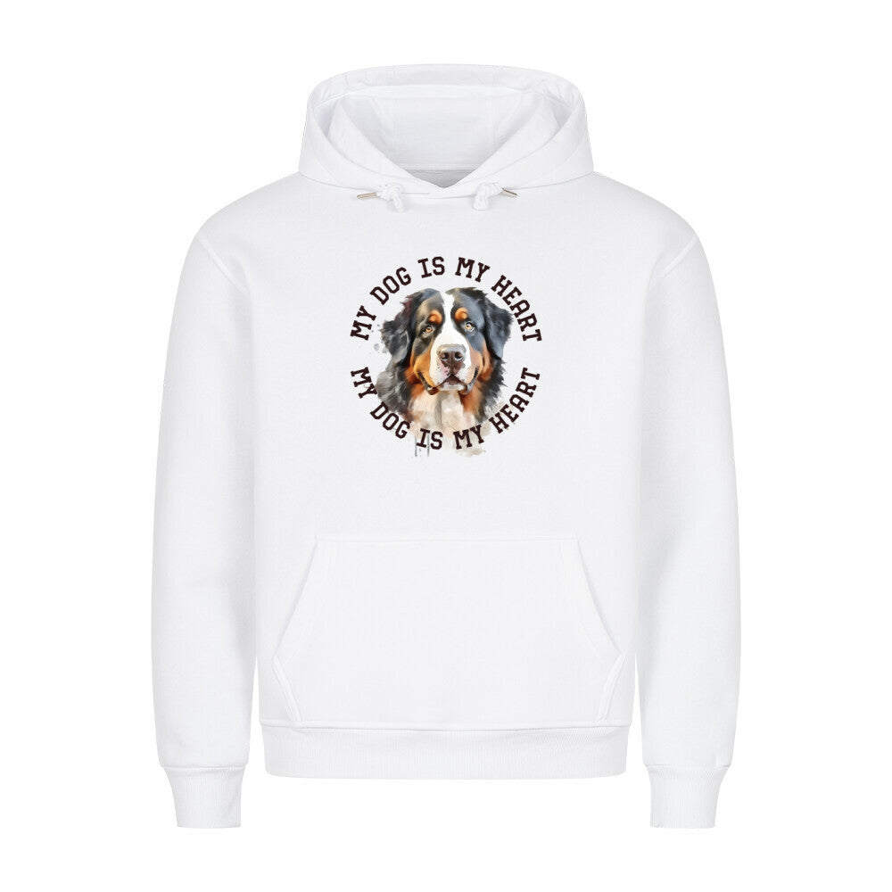 Premium Hoodie "Berner Sennenhund HEART" Weiß – hunde-shirt.de