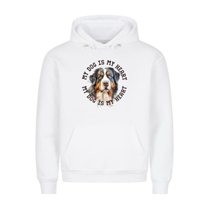 Premium Hoodie "Berner Sennenhund HEART" Weiß – hunde-shirt.de