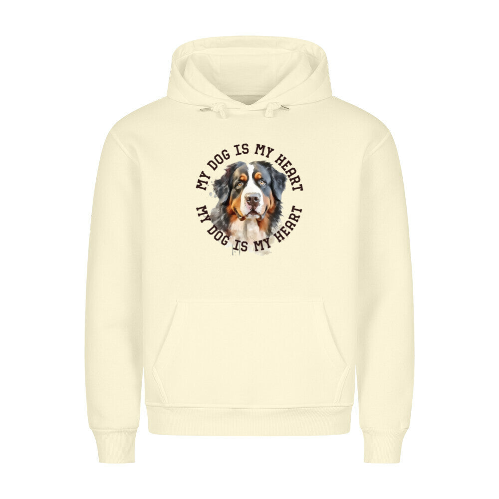 Premium Hoodie "Berner Sennenhund HEART" Beige – hunde-shirt.de