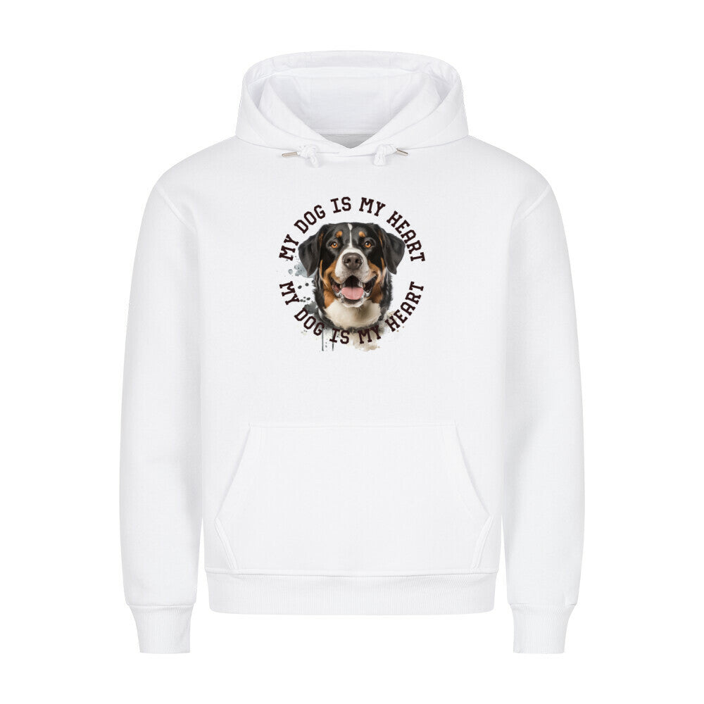 Premium Hoodie "Appenzeller Sennenhund HEART" Weiß – hunde-shirt.de