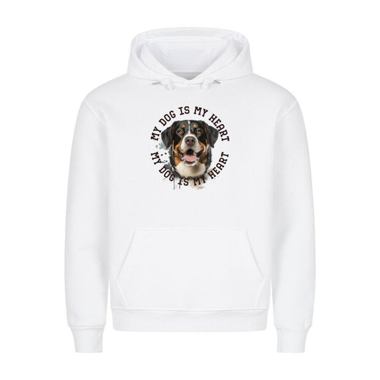 Premium Hoodie "Appenzeller Sennenhund HEART" Weiß – hunde-shirt.de