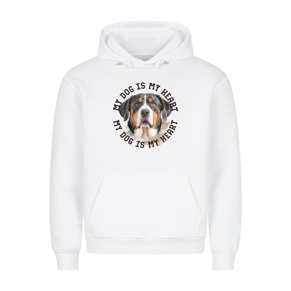 Premium Hoodie "Großer Schweizer Sennenhund HEART" Weiß – hunde-shirt.de