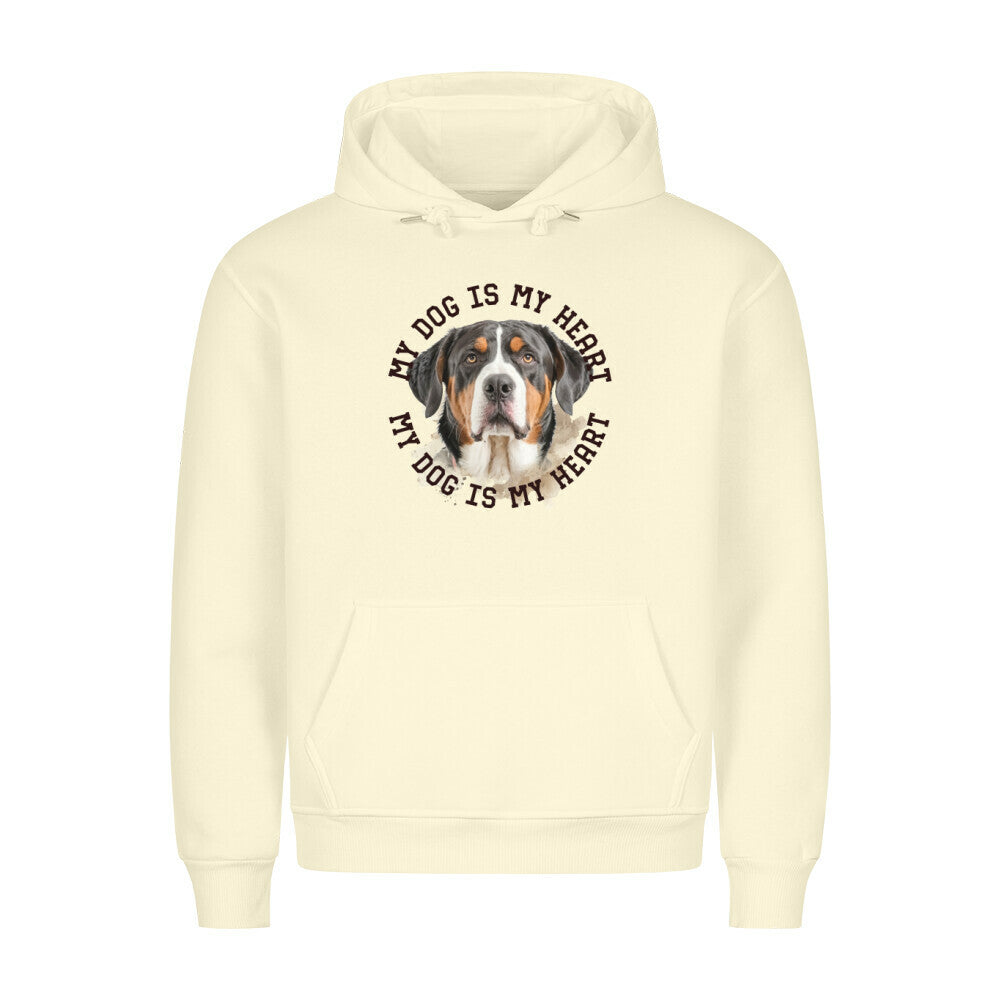 Premium Hoodie "Großer Schweizer Sennenhund HEART" Beige – hunde-shirt.de
