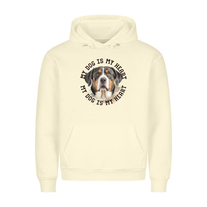 Premium Hoodie "Großer Schweizer Sennenhund HEART" Beige – hunde-shirt.de