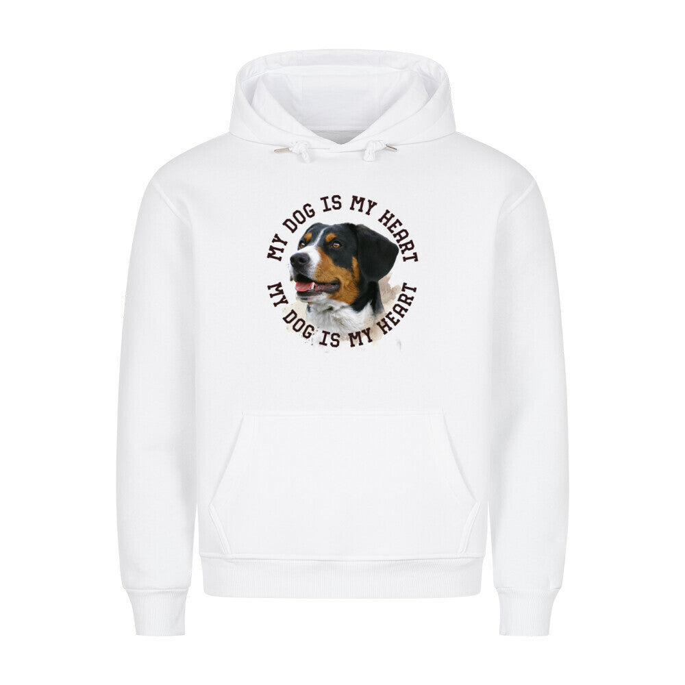 Premium Hoodie "Entlebucher Sennenhund HEART" Weiß – hunde-shirt.de