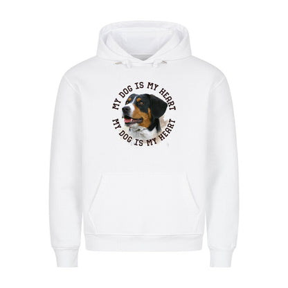 Premium Hoodie "Entlebucher Sennenhund HEART" Weiß – hunde-shirt.de