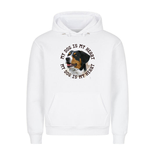 Premium Hoodie "Entlebucher Sennenhund HEART" Weiß – hunde-shirt.de