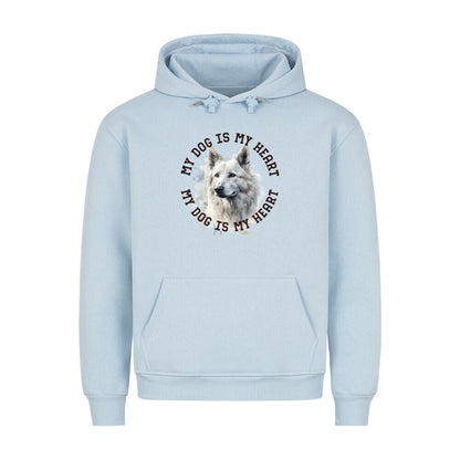 Premium Hoodie "Weißer Schäferhund HEART" Babyblau – hunde-shirt.de