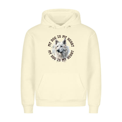 Premium Hoodie "Weißer Schäferhund HEART" Beige – hunde-shirt.de