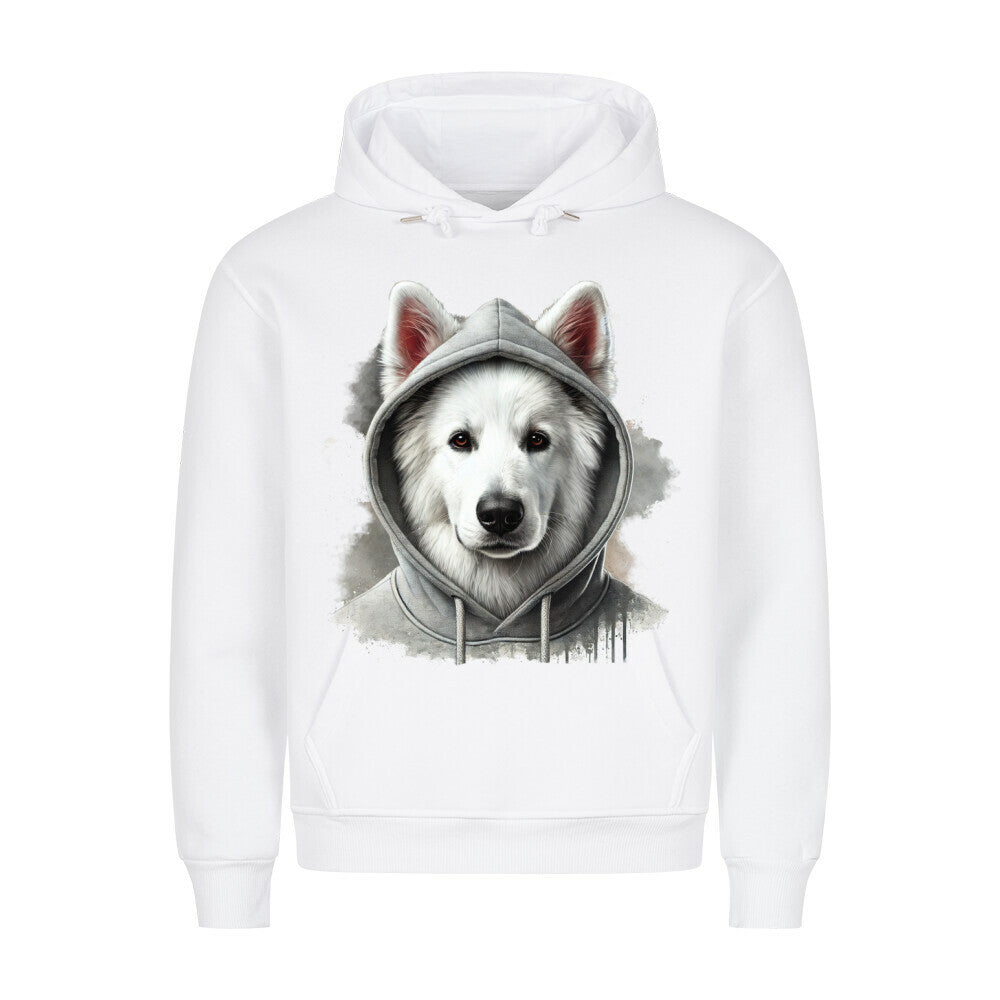 Premium Hoodie "Weißer Schäferhund Hooded" Weiß – hunde-shirt.de