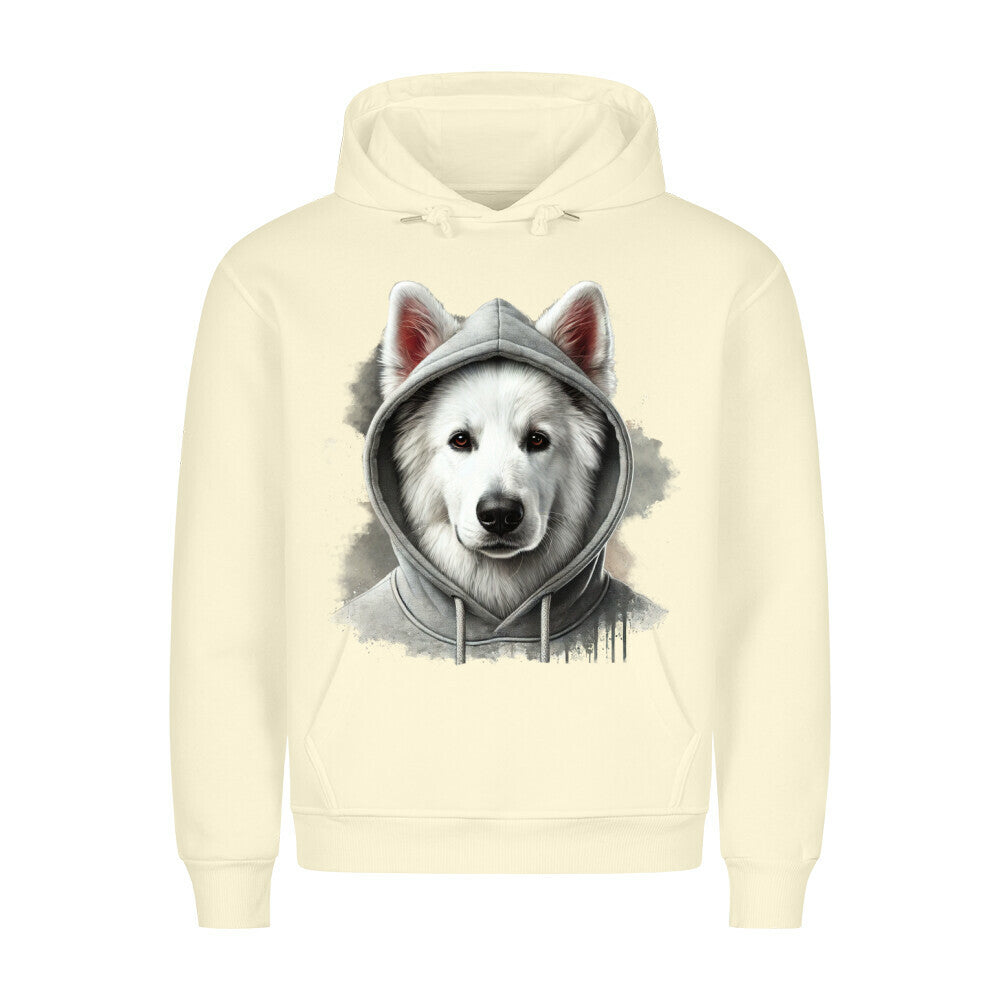 Premium Hoodie "Weißer Schäferhund Hooded" Beige – hunde-shirt.de