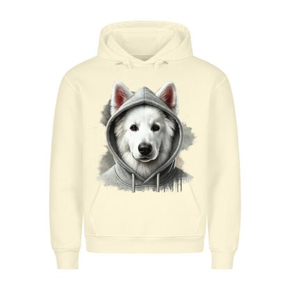 Premium Hoodie "Weißer Schäferhund Hooded" Beige – hunde-shirt.de