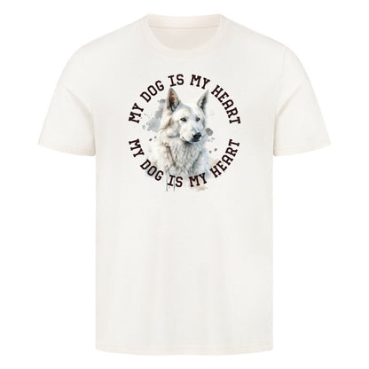 Premium T-Shirt "Weißer Schäferhund HEART 2" Natural Raw – hunde-shirt.de