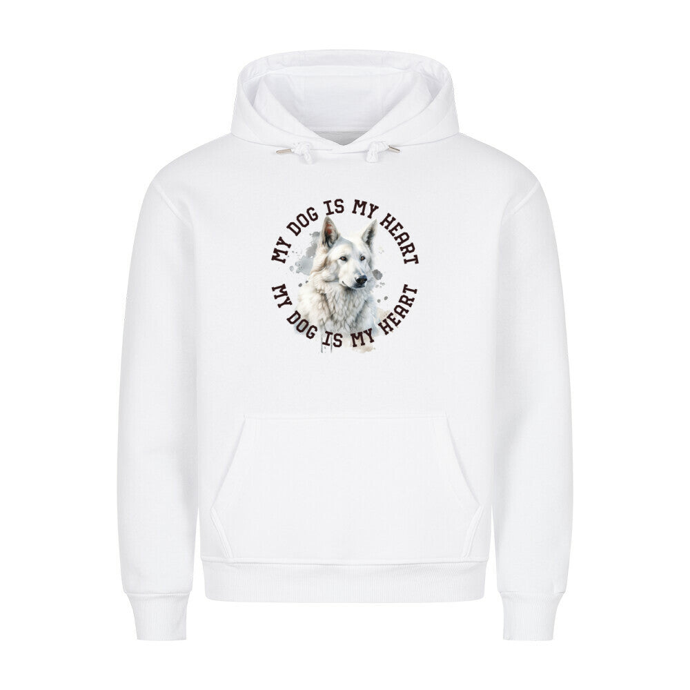Premium Hoodie "Weißer Schäferhund HEART 2" Weiß – hunde-shirt.de