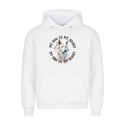 Premium Hoodie "Weißer Schäferhund HEART 2" Weiß – hunde-shirt.de