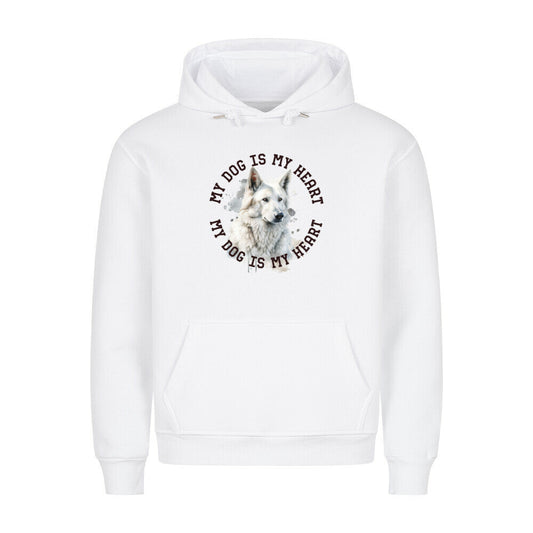 Premium Hoodie "Weißer Schäferhund HEART 2" Weiß – hunde-shirt.de