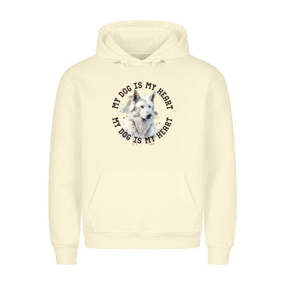 Premium Hoodie "Weißer Schäferhund HEART 2" Beige – hunde-shirt.de