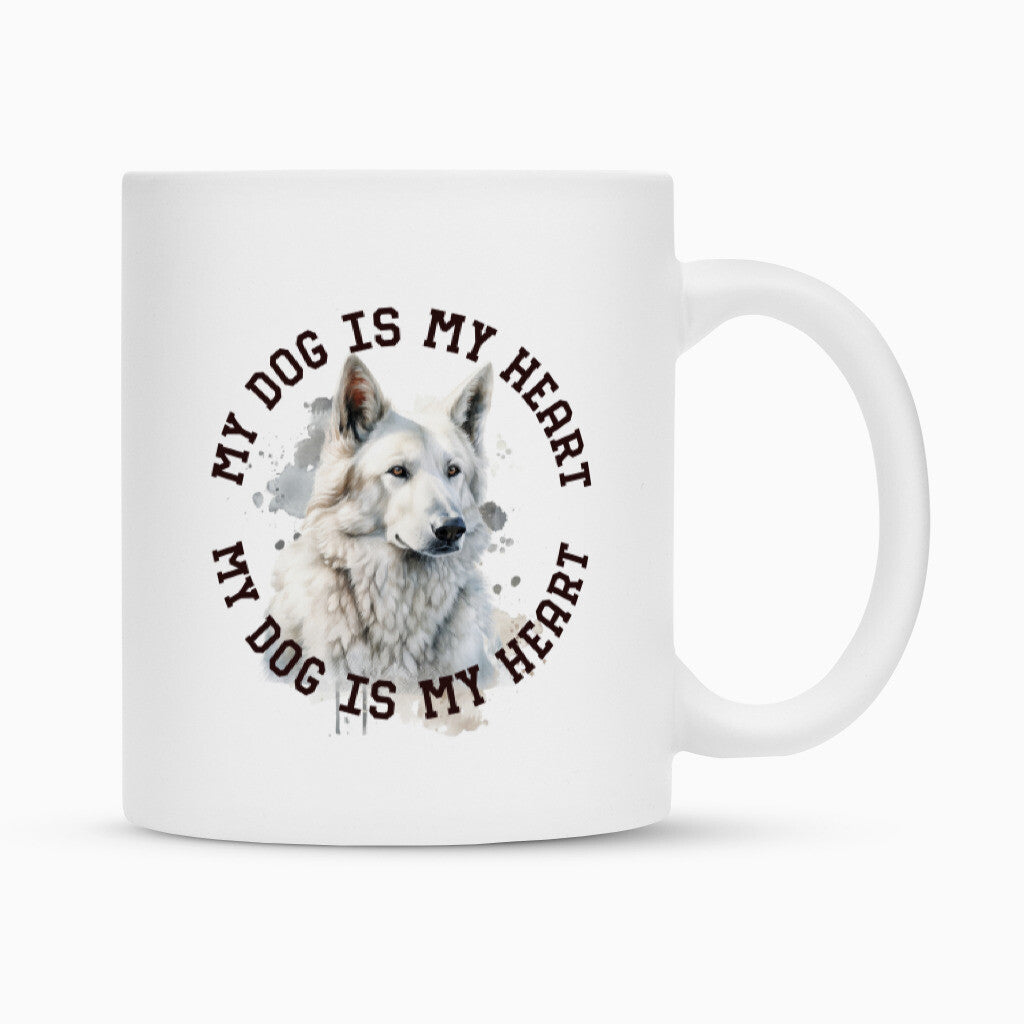 Tasse "Weißer Schäferhund HEART 2" Weiß – hunde-shirt.de