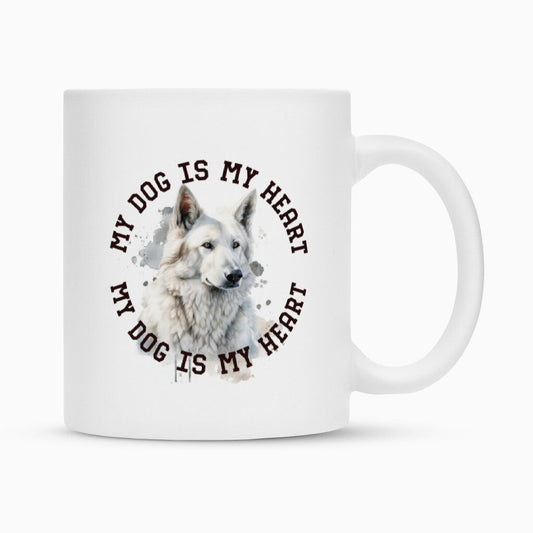 Tasse "Weißer Schäferhund HEART 2" Weiß – hunde-shirt.de