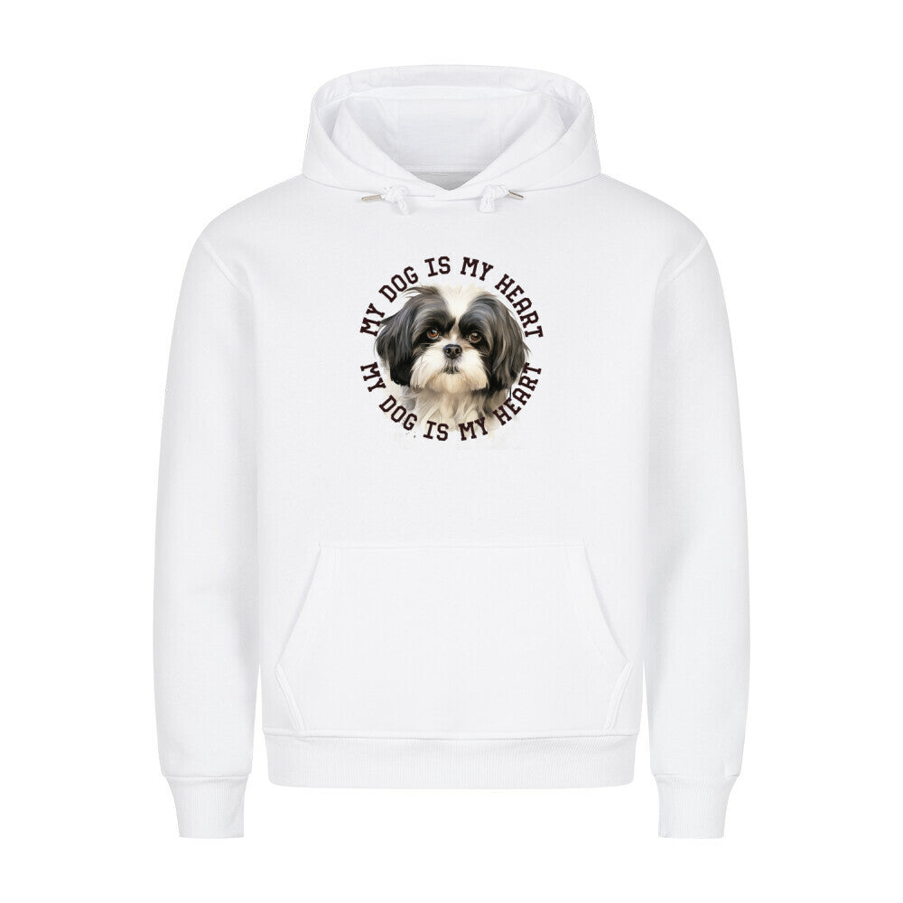 Premium Hoodie "Shih Tzu schwarz weiß" Weiß – hunde-shirt.de