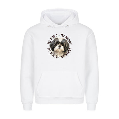 Premium Hoodie "Shih Tzu schwarz weiß" Weiß – hunde-shirt.de