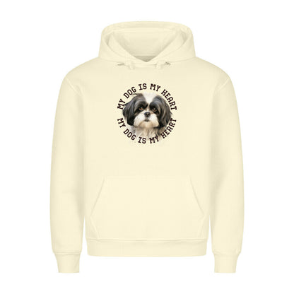 Premium Hoodie "Shih Tzu schwarz weiß" Beige – hunde-shirt.de