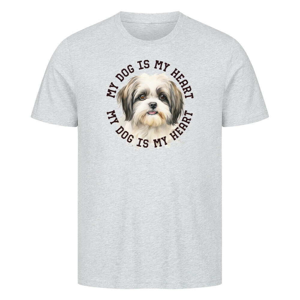 Premium T-Shirt "Shih Tzu grau weiß" Heather Grey – hunde-shirt.de