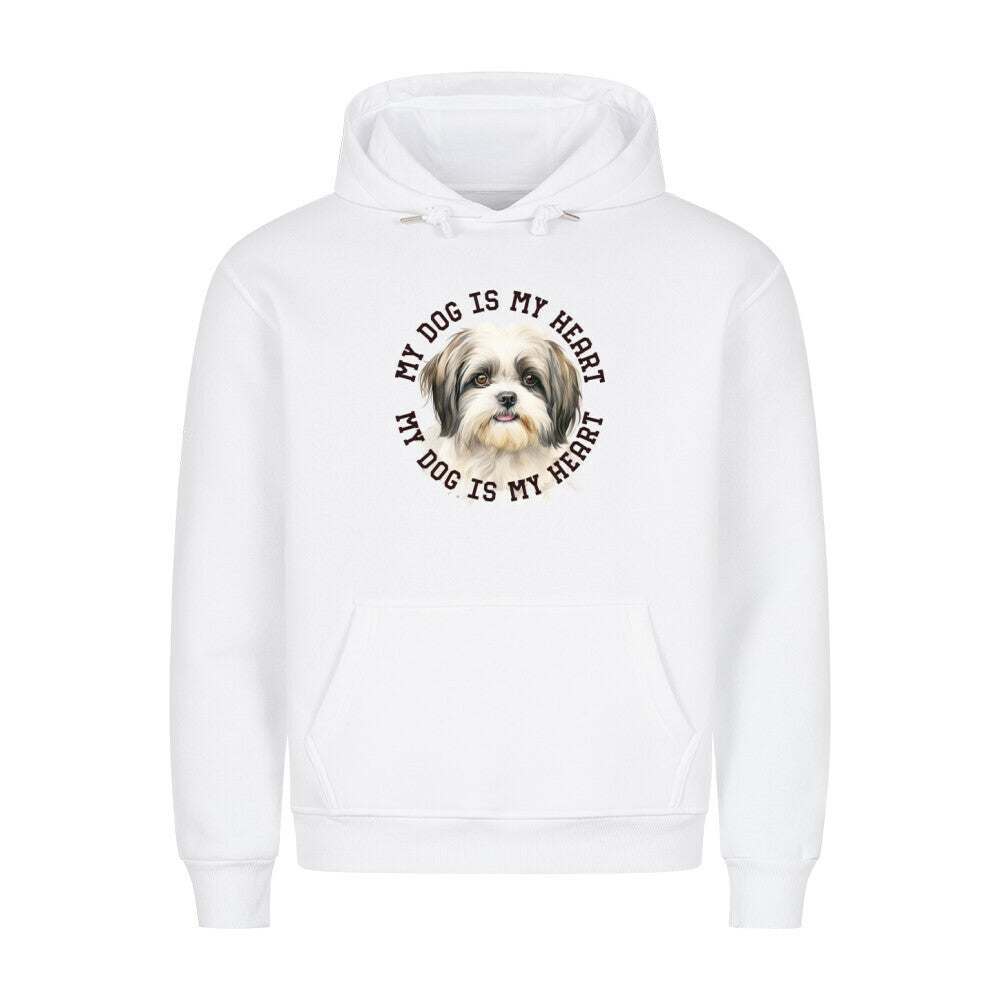 Premium Hoodie "Shih Tzu grau weiß" Weiß – hunde-shirt.de