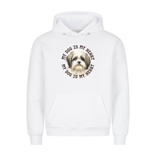 Premium Hoodie "Shih Tzu grau weiß" Weiß – hunde-shirt.de