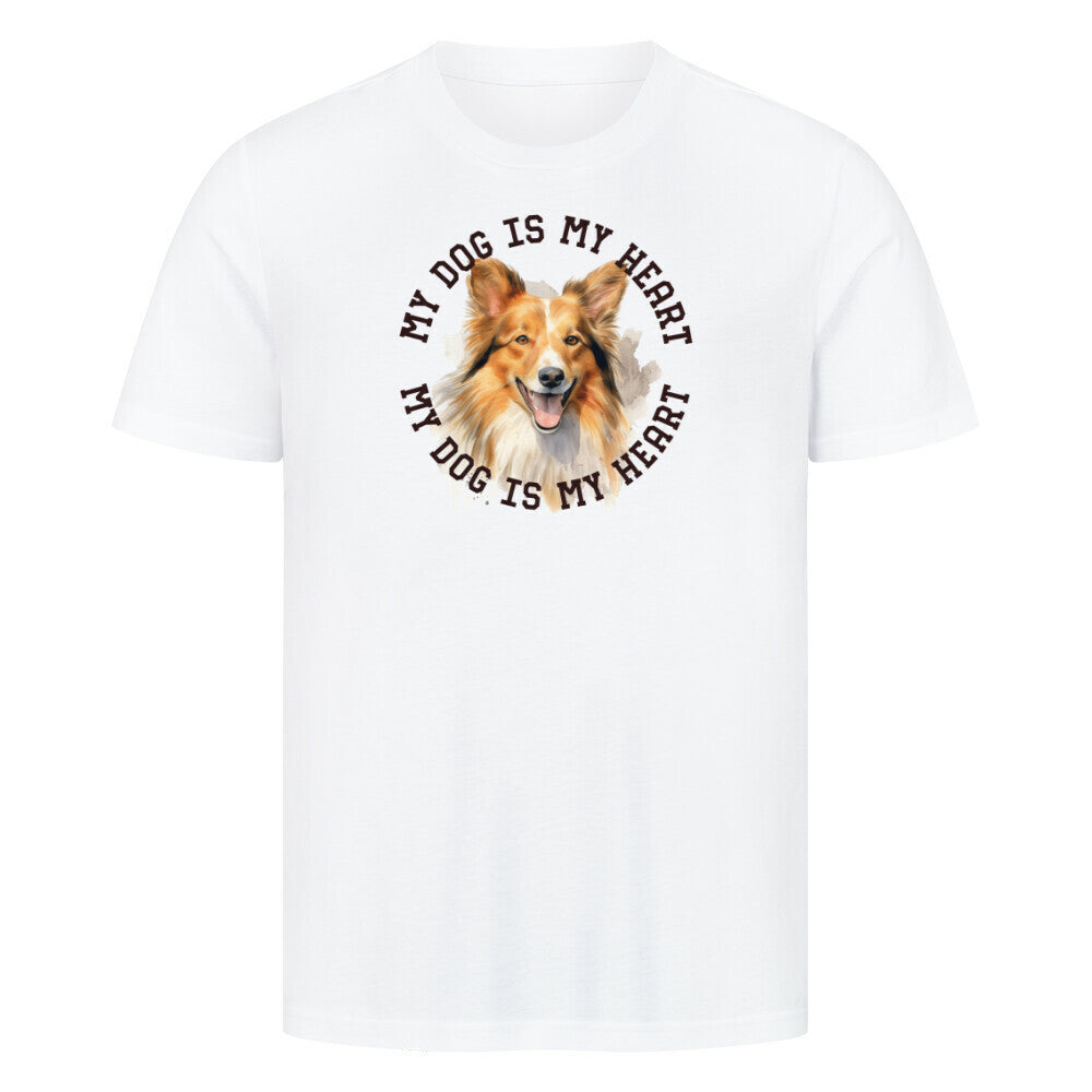 Premium T-Shirt "Shetland Sheepdog HEART" Weiß – hunde-shirt.de