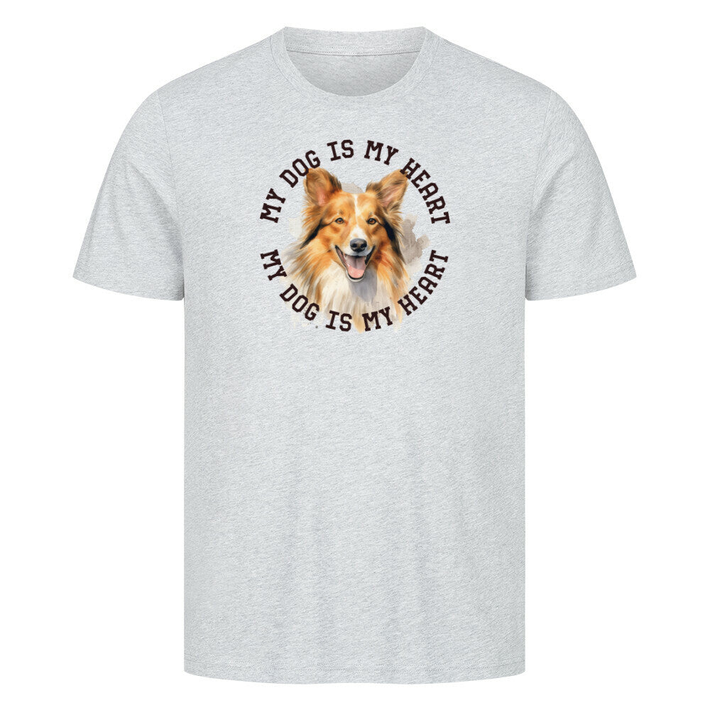 Premium T-Shirt "Shetland Sheepdog HEART" Heather Grey – hunde-shirt.de