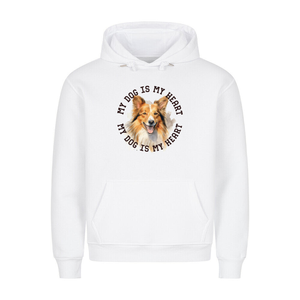 Premium Hoodie "Shetland Sheepdog HEART" Weiß – hunde-shirt.de