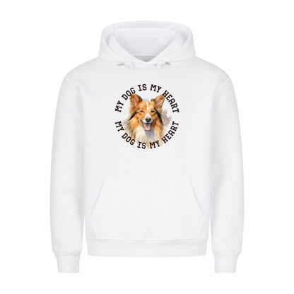 Premium Hoodie "Shetland Sheepdog HEART" Weiß – hunde-shirt.de