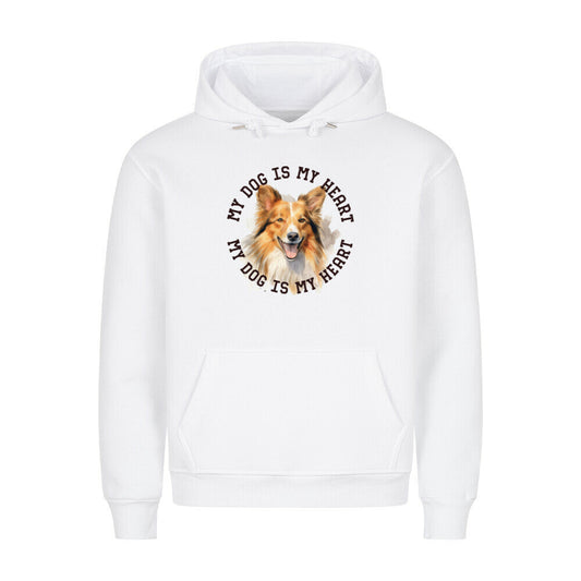 Premium Hoodie "Shetland Sheepdog HEART" Weiß – hunde-shirt.de