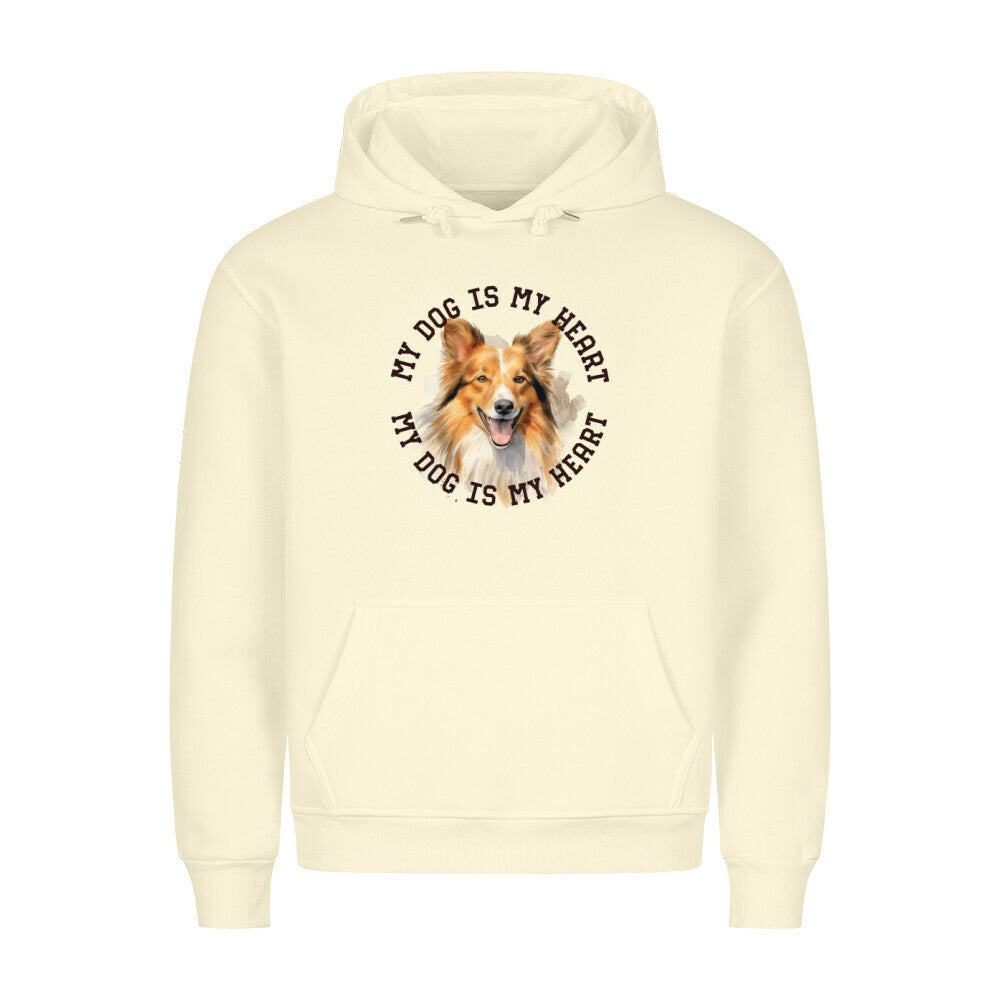 Premium Hoodie "Shetland Sheepdog HEART" Beige – hunde-shirt.de