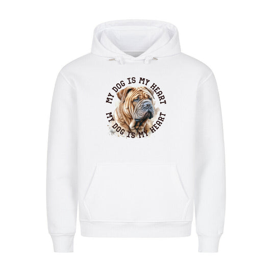 Premium Hoodie "Shar Pei HEART 2" Weiß – hunde-shirt.de