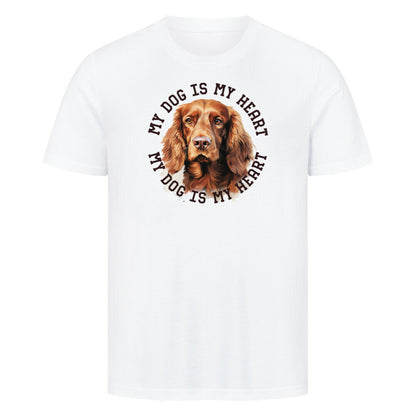 Premium T-Shirt "Irish Setter HEART 2" Weiß – hunde-shirt.de